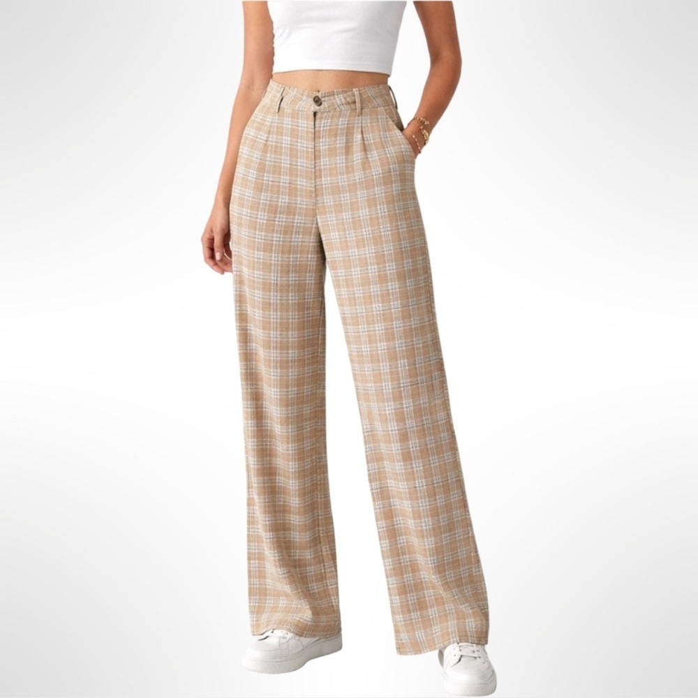 Chic Princess Polly Plaid Wide Leg Pants – Y2K Chic 🤍 Size 6
